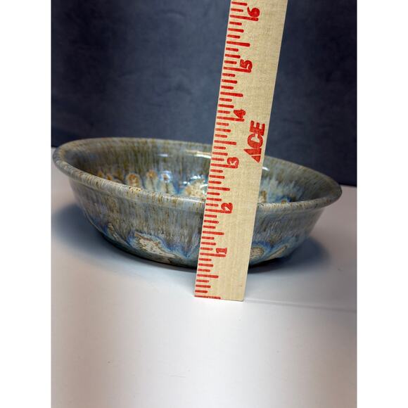 Handmade Pottery Bowl Blue Glazed 8” Diameter  2” Tall - Picture 5 of 7